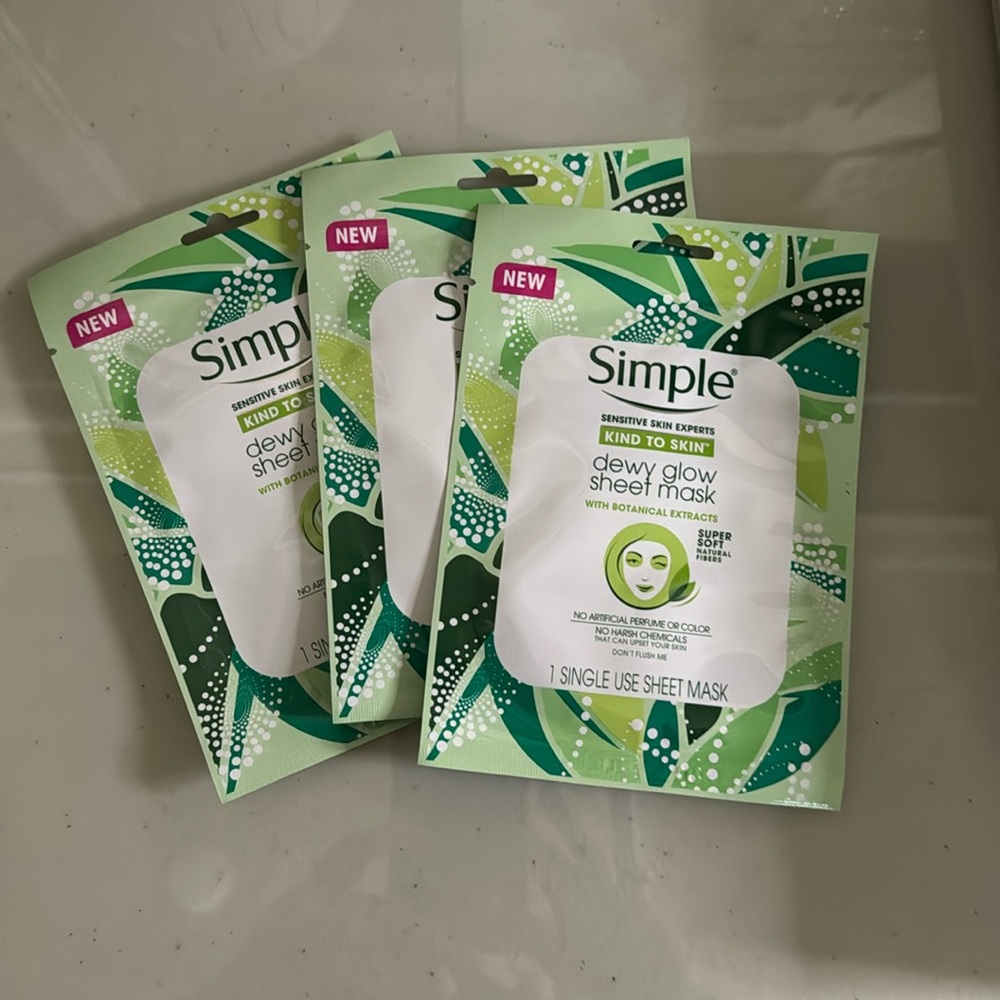 NEW Simple Dewey Glow Sheet Mask for Face. Sensitive Skin Experts. Face Mask